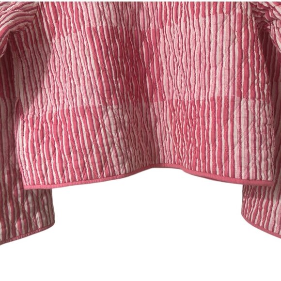 Roller Rabbit Checkboard Stripe Marni Pink Cropped Quilted Cotton Jacket L - Picture 12 of 16